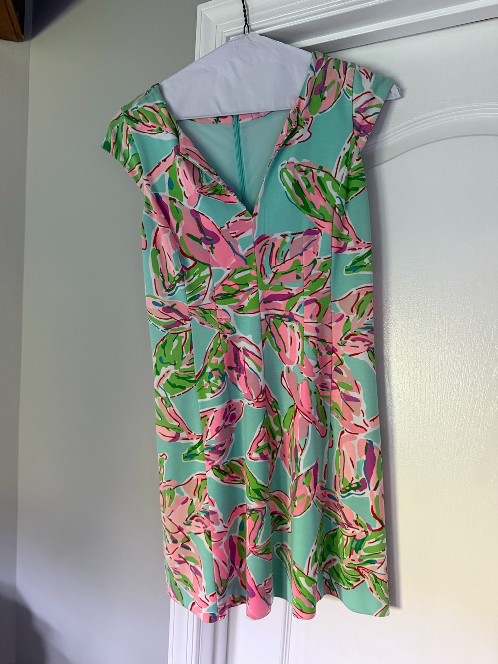Lilly Pulitzer Aqua Pink and Green Floral Midi Dress